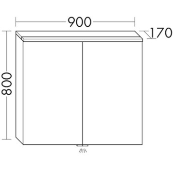 BURGBAD Eqio Зеркальный шкаф с LED подсветкой 5Вт IP24, 90х80х17см,2 зерк двери с обоих сторон, стекл полки, вкл/выкл, цвет: серый-6