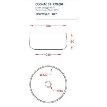 ArtCeram Cognac Раковина 35 см, без отв., без слив-перелива, цвет: черный матовый-1