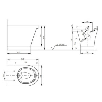 TOTO CF Унитаз 355x540x345мм с сиденьем, подвесной, безободковый, Tornado Flush, CeFiONtect, цвет: белый-2