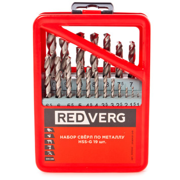 Набор сверл по металлу REDVERG 19 шт HSS-G, 1-10 мм(501042)