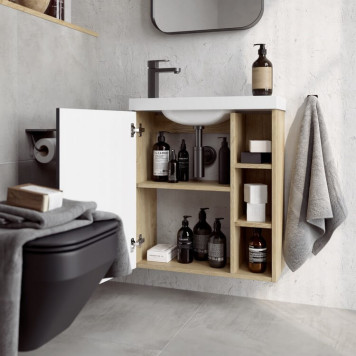 AQ ALB0106LDD Alba Корпус тумбы под умывальник левый, дуб давос, 600х700х250 мм ALB0106LDD