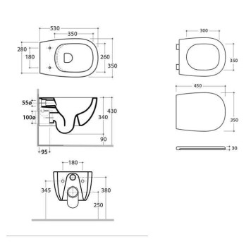 Globo Daily Унитаз подвесной безободковый 53x35см, сиденье микролифт, цвет: белый матовый. DNS02BO, DNR20BO-1
