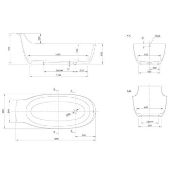 KNIEF Prime Ванна отдельностоящая овальная 195х85xh75/50см, со слив переливом , цвет: белый матовый-1