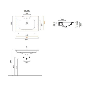 Catalano Italy Раковина 80х50см, без отв., цвет: белый глянцевый. 0720810001-2