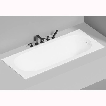 Salini Ornella Kit Встраиваемая ванна 170х75х60cм, овальная чаша, донный клапан, сифон, щелевой слив-перелив, S-Sense, цвет: белый матовый. 102411M-4