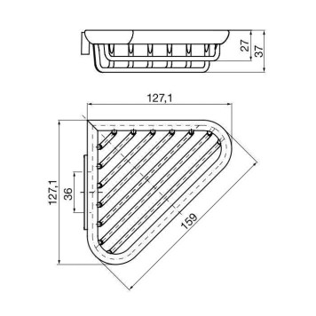 EMCO System2 Полочка-решетка угловая, съемная, 127.1x127.1x37мм, подвесной, цвет: хром-1