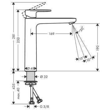Hansgrohe Vernis Blend Смеситель для раковины, на 1 отв, высота 19см., цвет: хром. 71582000-1