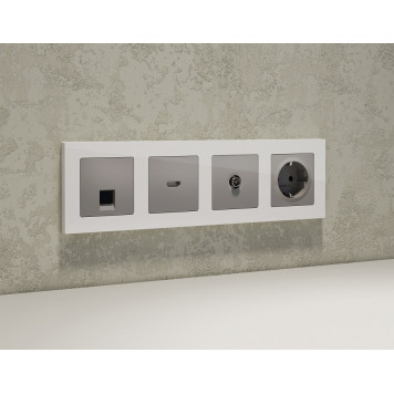 Розетка Ethernet RJ-45 и со шторками, без рамки Ambrella Volt ALFA MA512005-1