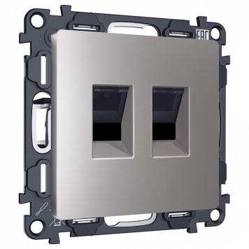 Розетка двойная Ethernet RJ-45 и со шторками, без рамки Ambrella Volt ALFA MA512110