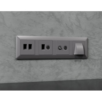 Розетка двойная Ethernet RJ-45 и со шторками, без рамки Ambrella Volt ALFA MA512110-1