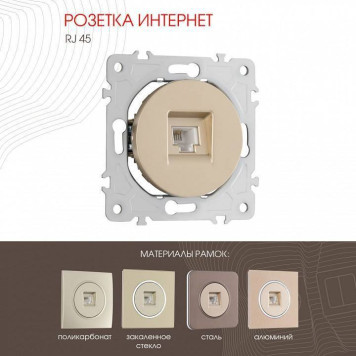 Розетка Ethernet RJ-45 без рамки Arte Milano am-202 202.45-1.shampan-1