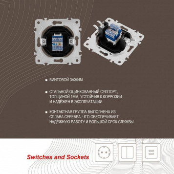 Розетка Ethernet RJ-45 без рамки Arte Milano am-202 202.45-1.shampan-6