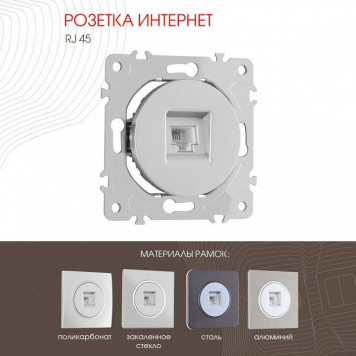 Розетка Ethernet RJ-45 без рамки Arte Milano am-202 202.45-1.silver-1