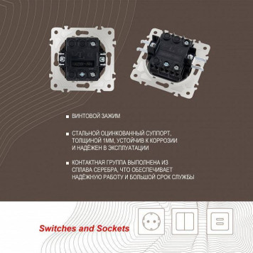 Выключатель проходной одноклавишный с подсветкой без рамки Arte Milano 203 203.33-1.shampan-2