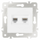 Розетка двойная RJ-11 и Ethernet RJ-45, без рамки Arte Milano am-203 203.44-1.white