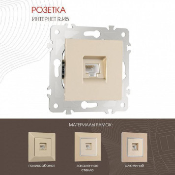 Розетка Ethernet RJ-45 без рамки Arte Milano am-203 203.45-1.shampan-1