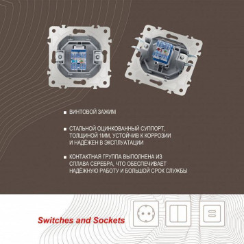 Розетка Ethernet RJ-45 без рамки Arte Milano am-203 203.45-1.silver-5