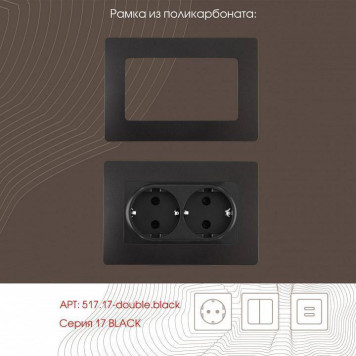 Розетка двойная с заземлением, без рамки Arte Milano am-217 217.40-2.black-2