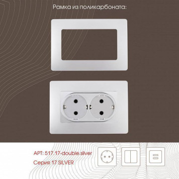 Розетка двойная с заземлением, без рамки Arte Milano am-217 217.40-2.silver-2