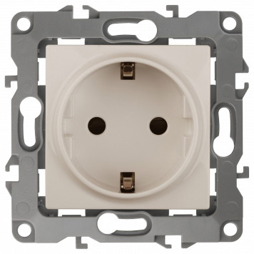 Розетка с заземлением и со шторкой, без рамки Эра Эра 12 12-2102-02