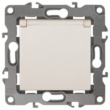 Розетка с заземлением и со шторкой, без рамки с крышкой Эра Эра 12 12-2103-02