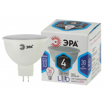 Лампа светодиодная Эра Стандарт LED MR16-4W-840-GU5.3-1