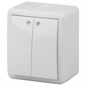 Выключатель двухклавишный с подсветкой Эра Эра Эксперт 11-1405-01