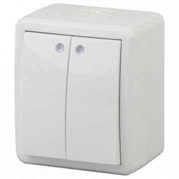 Выключатель двухклавишный с подсветкой Эра Эра Эксперт 11-1405-01