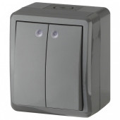 Выключатель двухклавишный с подсветкой Эра Эра Эксперт 11-1405-03