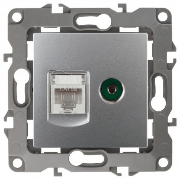 ТВ-розетка и розетка Ethernet RJ-45 без рамки Эра Эра 12 12-3110-03