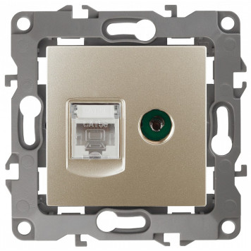 ТВ-розетка и розетка Ethernet RJ-45 без рамки Эра Эра 12 12-3110-04