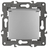 Розетка с заземлением и со шторкой, без рамки с крышкой Эра Эра Elegance 14-2103-03