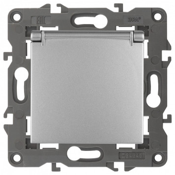 Розетка с заземлением и со шторкой, без рамки с крышкой Эра Эра Elegance 14-2103-03