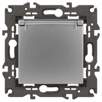 Розетка с заземлением и со шторкой, без рамки с крышкой Эра Эра Elegance 14-2103-03-1