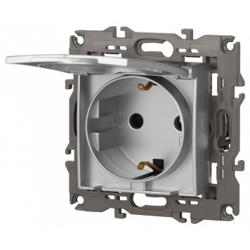Розетка с заземлением и со шторкой, без рамки с крышкой Эра Эра Elegance 14-2103-03-6