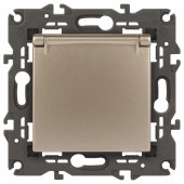 Розетка с заземлением и со шторкой, без рамки с крышкой Эра Эра Elegance 14-2103-04