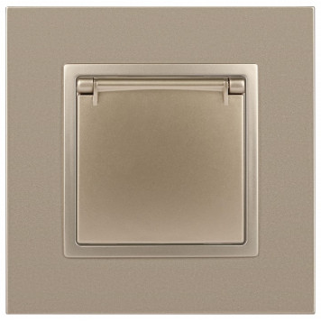 Розетка с заземлением и со шторкой, без рамки с крышкой Эра Эра Elegance 14-2103-04-1