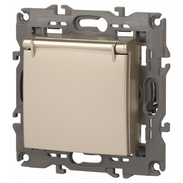Розетка с заземлением и со шторкой, без рамки с крышкой Эра Эра Elegance 14-2103-04-3