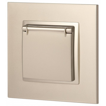 Розетка с заземлением и со шторкой, без рамки с крышкой Эра Эра Elegance 14-2103-04-4