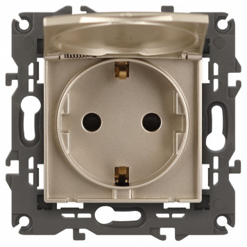 Розетка с заземлением и со шторкой, без рамки с крышкой Эра Эра Elegance 14-2103-04-5