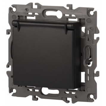 Розетка с заземлением и со шторкой, без рамки с крышкой Эра Эра Elegance 14-2103-05-4