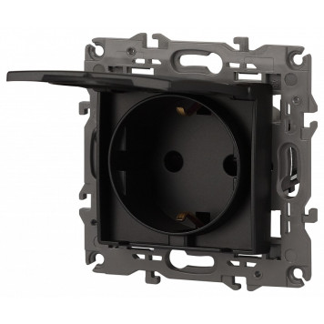 Розетка с заземлением и со шторкой, без рамки с крышкой Эра Эра Elegance 14-2103-05-6