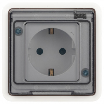 Розетка с заземлением с крышкой Эра Эра Эксперт 11-2521-01-1