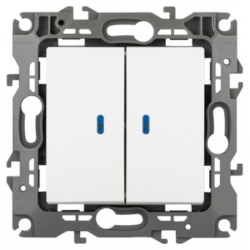 Выключатель двухклавишный с подсветкой без рамки Эра Эра 12 12-1105-01М