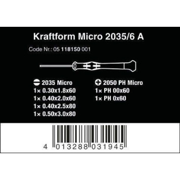 Набор отверток Wera Kraftform micro для электронщиков + стойка 2035/6 (05118150001)-6