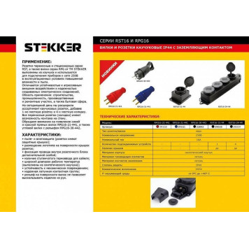Розетка четверная с заземлением с крышкой Stekker Одри 39019-1