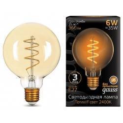 Лампа светодиодная Gauss Led Filament G95 Flexible E27 6Вт 2400K 105802007