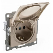 Розетка с заземлением и со шторкой, без рамки с крышкой Gusi Electric UGRA С11Р91-027