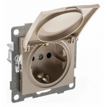 Розетка с заземлением и со шторкой, без рамки с крышкой Gusi Electric UGRA С11Р91-027