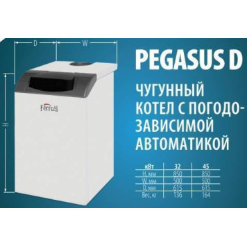 Газовый напольный котел Ferroli PEGASUS D 45 с атмосферной горелкой (0E4L5AWA)-2